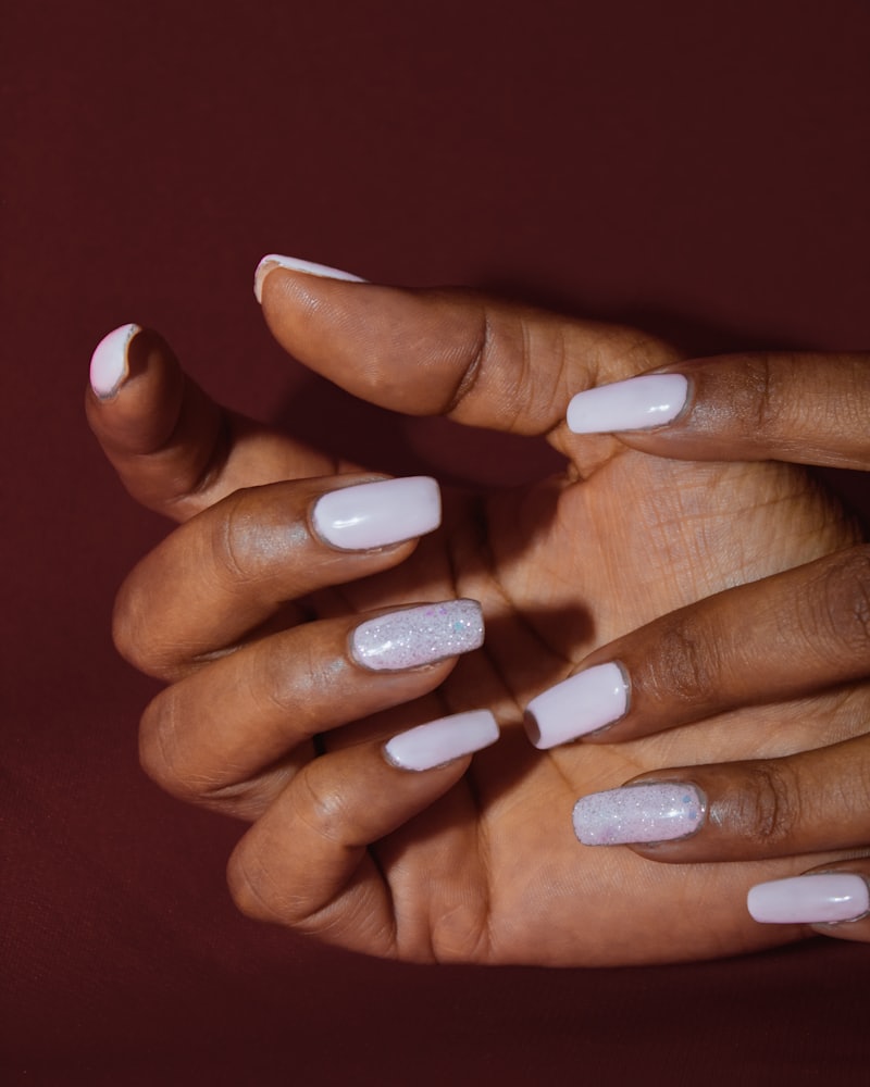 Long white sculpted nail set