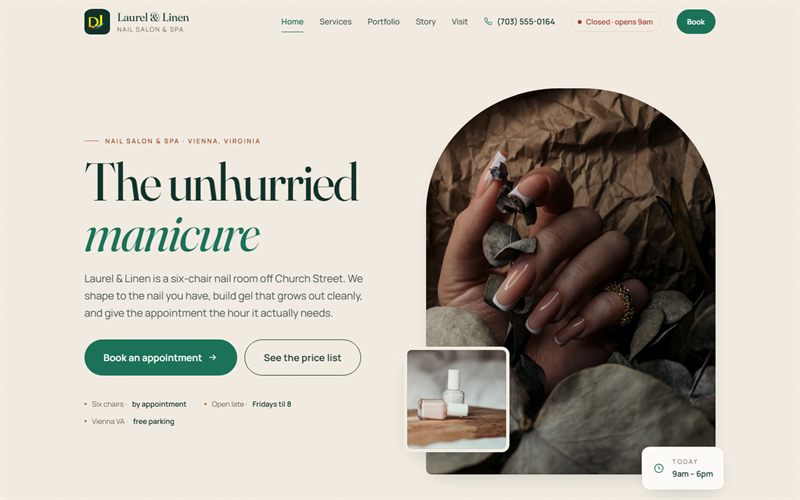 Screenshot of the Laurel & Linen website