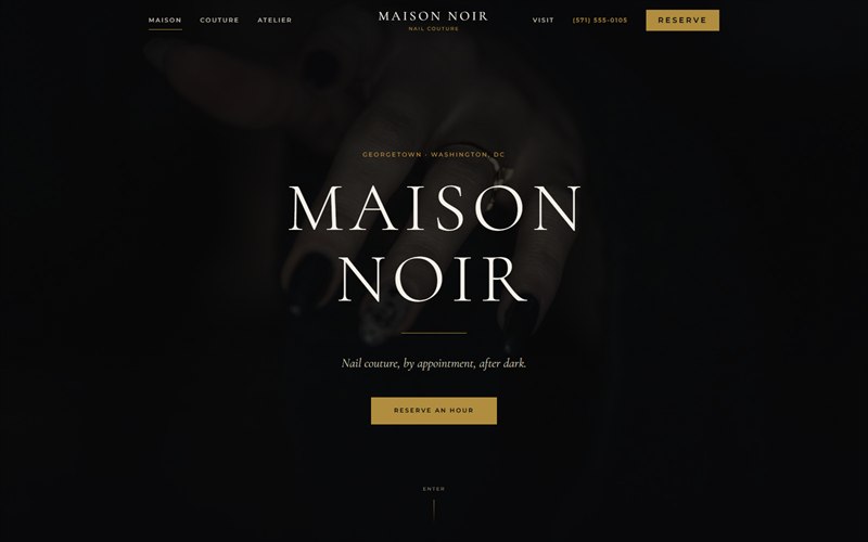 Screenshot of the Maison Noir website